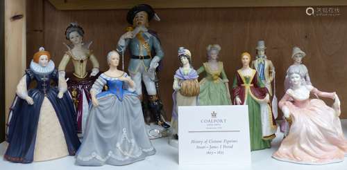 Ten various ceramic figurines by Coalport, Royal Worcester, ...