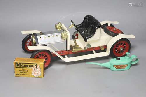 A Mamod live steam vintage two-seater roadster, with silver ...