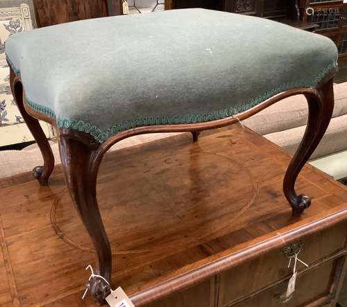 A Victorian rosewood dressing stool, length 54cm, depth 50cm...