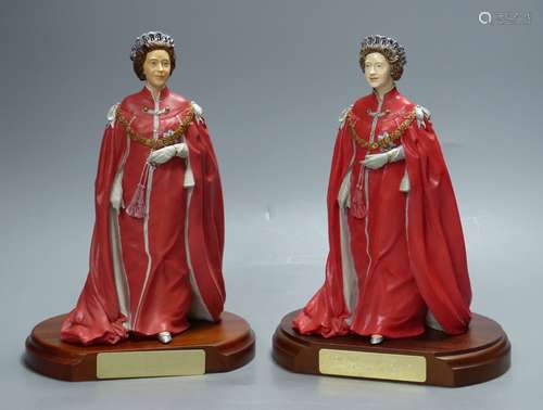 Two cold-cast porcelain figures of HM Queen Elizabeth II by ...