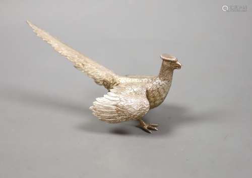 A model silver free-standing model of a pheasant, Sheffield,...
