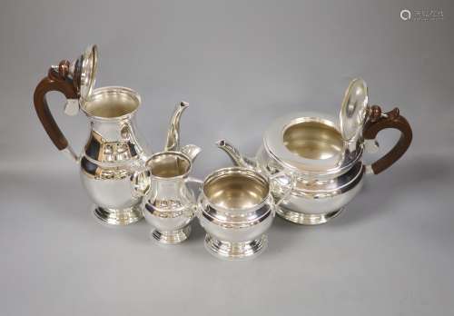 A four-piece silver 'Regent' tea service,of circular bulbous...