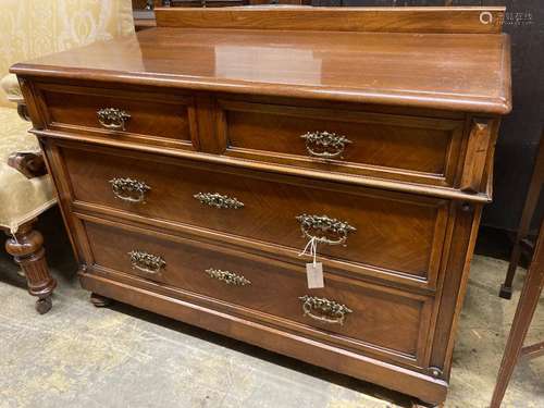 A Continental walnut chest of drawers, width 108cm depth 57c...