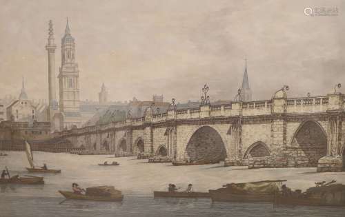 Stadler after Farrington, colour print, View of London Bridg...