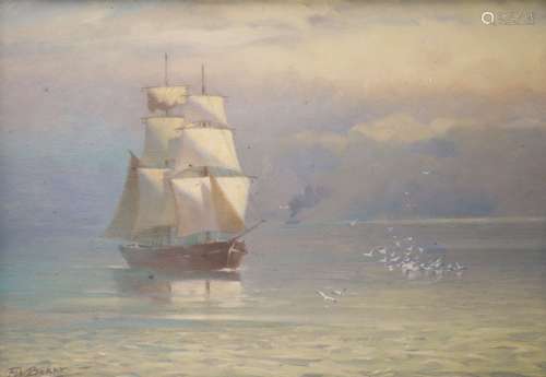 Frederick W. Baker (1862-1936), oil on board, sailing boat o...