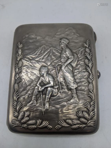 An early 20th century Russian silver case, embossed