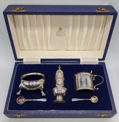 A Garrards & Co. Ltd cased set of silver tableware,