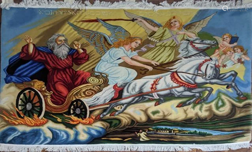 A carpet wall hanging of Prophet Elias Elijah, 160cm x