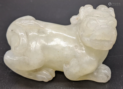 A Chinese jade carved mythical beast, L.7cm