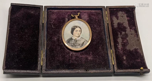 A Victorian miniature portrait of a lady, yellow metal