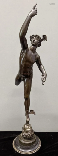 After Giovanni da Bologna, Mercury, bronze sculpture,