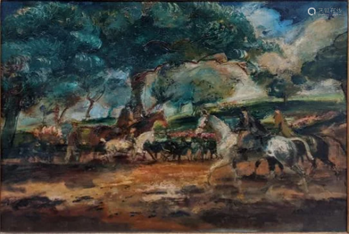 Early 20th century French School, an equestrian scene,