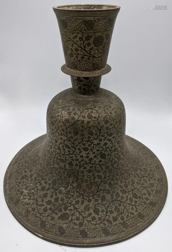 An early 20th century Indian hookah base, etched