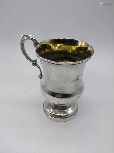 An Indian Colonial silver mug, engraved, 175g, H.12cm