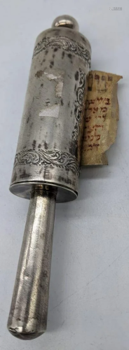 A silver Megillah Esther scroll, H.16.5cm