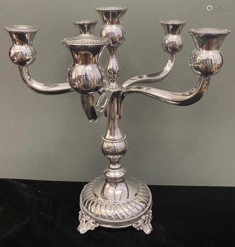 A Hazorfim silver candelabra, 6 light 5 branch, raised