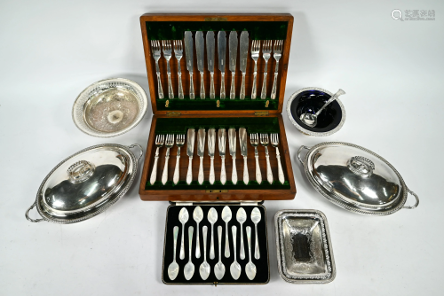 Cased set of twelve mother of pearl caviar spoons and