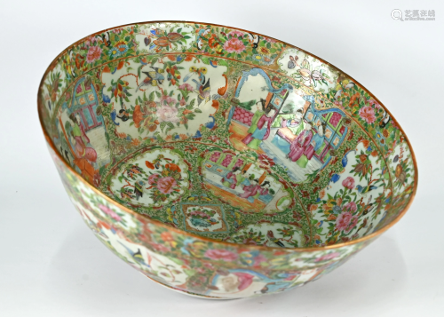 A 19th century Chinese Canton famille rose punch bowl