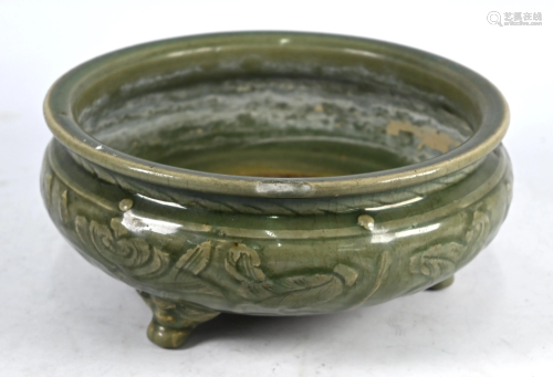 A Chinese celadon tripod censer, Ming dynasty