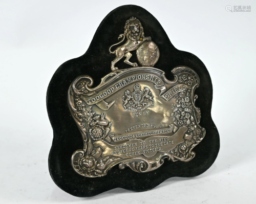 Edwardian silver-mounted trophy shield