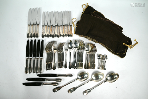 Set of Christofle electroplated fiddle pattern flatware