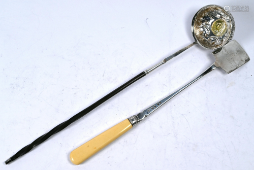 George III silver cheese slice & punch ladle