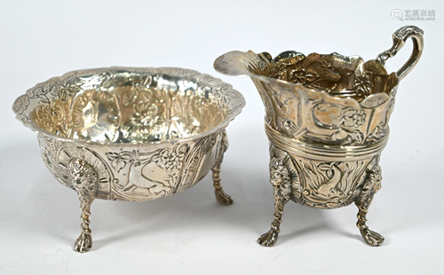 Victorian silver cream and sugar pair