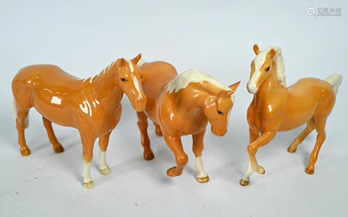 Three Beswick Palomino ponies