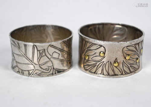 Two contemporary design Scottish silver napkin rings