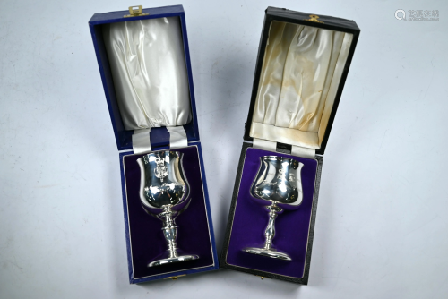 Two Royal commemorative silver goblets