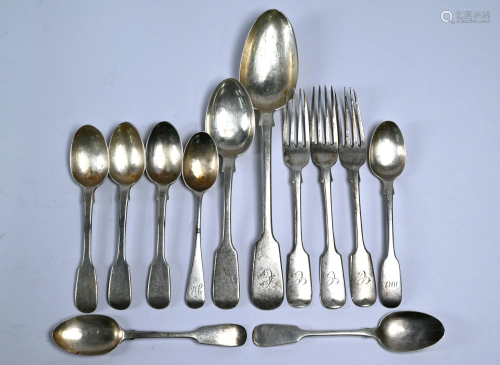 Various Victorian silver flatware