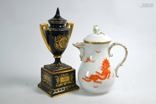 A Meissen 'Red Dragon' chocolate pot and cover