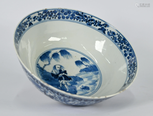 A Chinese blue and white bowl, Kangxi mark