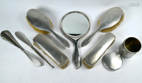 Asprey silver pot & matching brush set