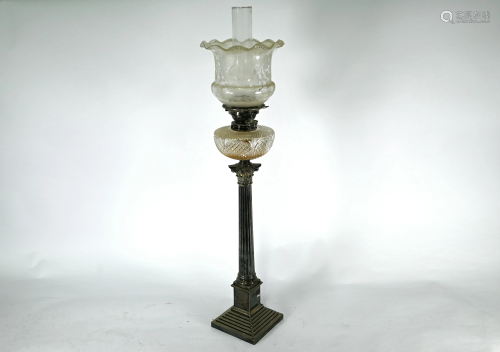 Large electroplated classical column oil lamp