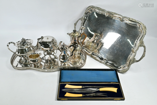Large electroplated tray and other ep wares