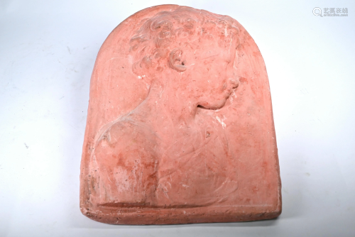 A Continental arched terracotta plaque