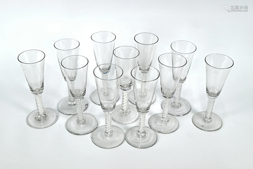 A set of eleven glasses in the 18th century manner