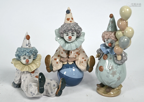 Three Lladro clowns