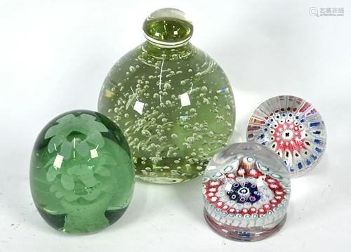 A floral glass ovoid dump and other items