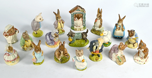 Seventeen Royal Albert Beatrix Potter figures and a