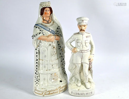 A Victorian Staffordshire pottery large figure of Queen