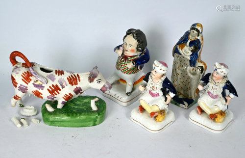 A Georgian pottery figure 'Charity' and other items