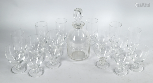 A Lalique glass part set of six champagne flutes