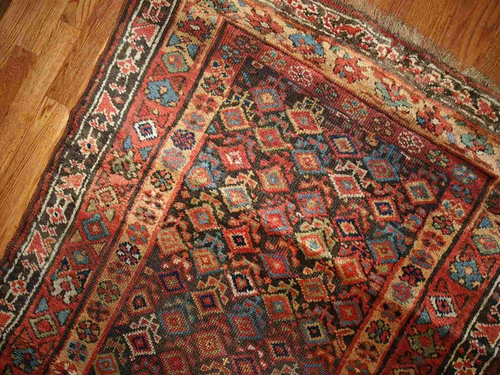 Handmade antique Persian Kurdish runner 3.6' x 17.8' (