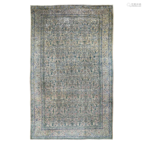 Gallery Size Antique Persian Kerman Even Wear