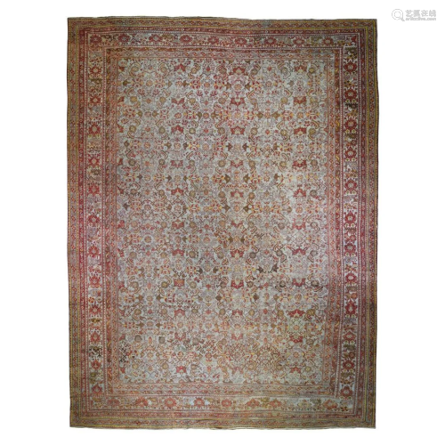 Mansion Size Antique Turkish Knot Oushak All Over