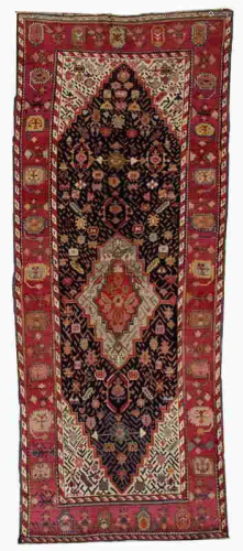 Handmade antique Caucasian Karabagh rug 4.5' x 11.6' (