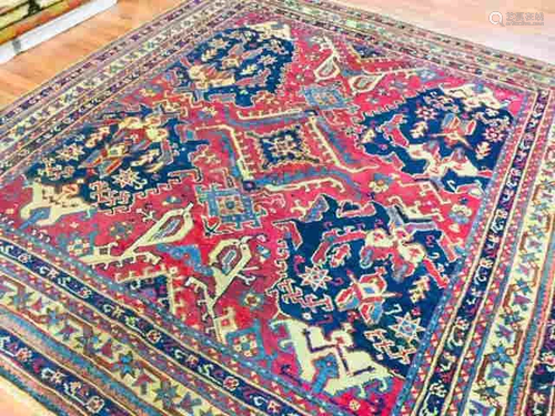 Antique square size Tuekish Ushak Rug-4865