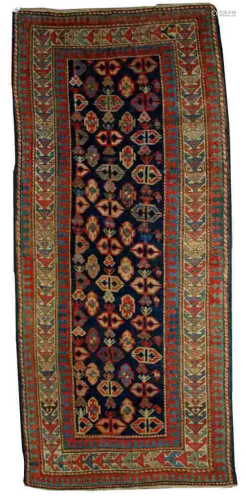 Handmade antique Caucasian Gendje rug 3.5' x 7.3'